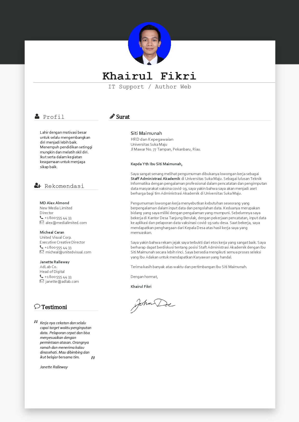 CV1 - Contoh Template CV WORD PSD Gratis CV1 - Template Asli CV WORD PSD Gratis