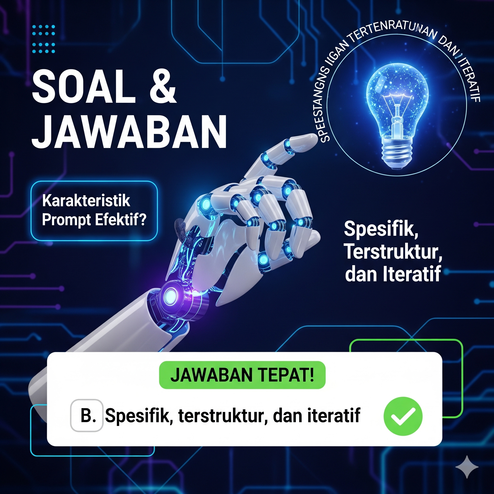 Prompt engineering yang efektif ditandai dengan karakteristik Prompt engineering yang efektif ditandai dengan karakteristik
