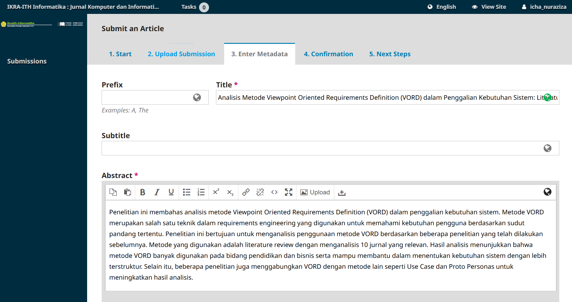 Tak Serumit yang Dibayangkan: Panduan Submit Jurnal di IKRA-ITH Informatika untuk Pemula