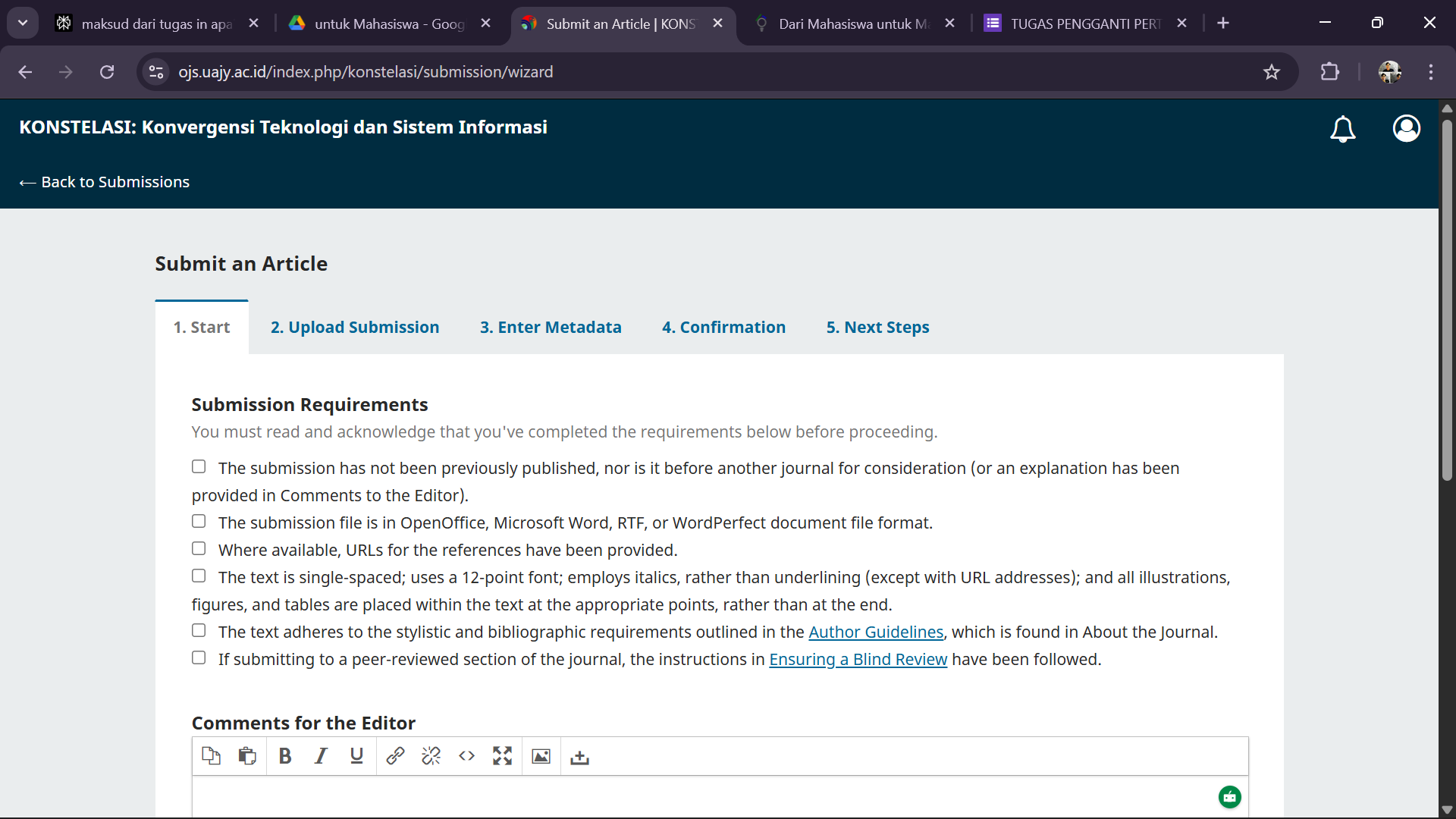 Pengalaman Submit Artikel ke KONSTELASI UAJY: Dari Registrasi Akun sampai Pengiriman Naskah