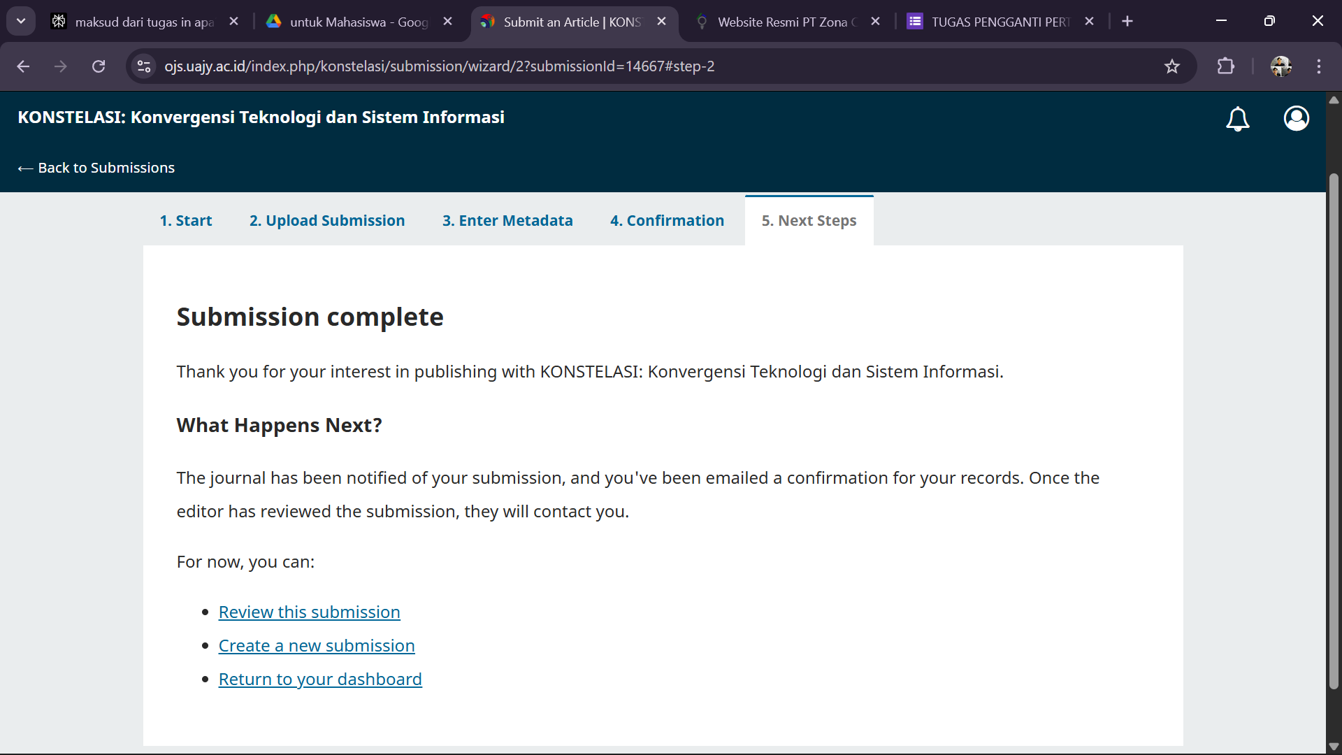 Pengalaman Submit Artikel ke KONSTELASI UAJY: Dari Registrasi Akun sampai Pengiriman Naskah